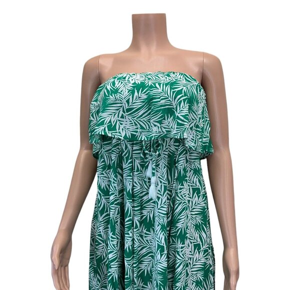 Japna Boho Tropical Strapless Maxi Sundress -Women SZ M -Tazzel Tie -Front Slits - Picture 2 of 14